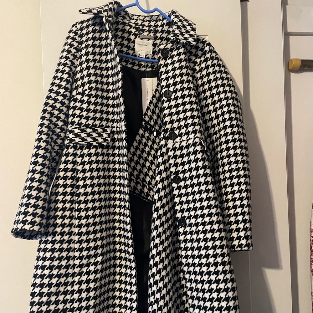 Seraphine Houndstooth Wool Blend 3 In 1 Maternity & Babywearing Coat, Size 2